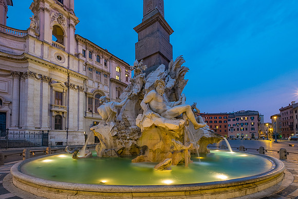 The Fountain of Four Rivers, Piazza Navona, -Rome, Italy